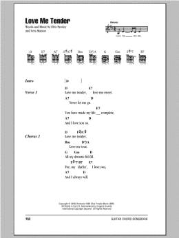 page one of Love Me Tender (Guitar Chords/Lyrics)