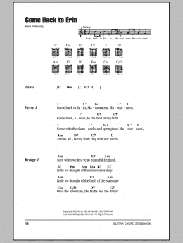 page one of Come Back To Erin (Guitar Chords/Lyrics)