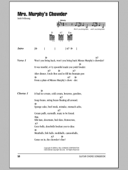 page one of Mrs. Murphy's Chowder (Guitar Chords/Lyrics)
