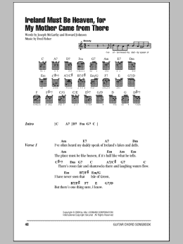 page one of Ireland Must Be Heaven, For My Mother Came From There (Guitar Chords/Lyrics)