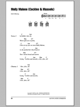 page one of Molly Malone (Cockles & Mussels) (Guitar Chords/Lyrics)