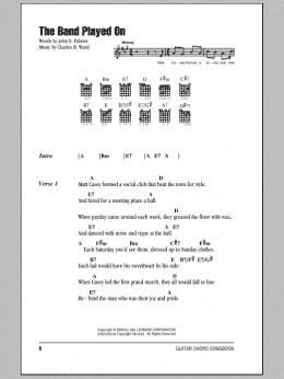 page one of The Band Played On (Guitar Chords/Lyrics)