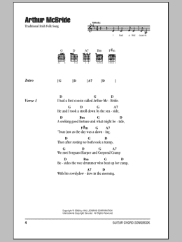 page one of Arthur McBride (Guitar Chords/Lyrics)