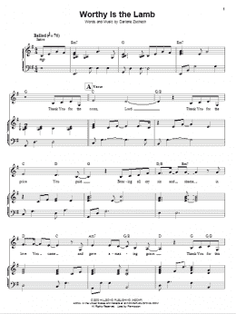 page one of Worthy Is The Lamb (Piano & Vocal)