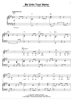 page one of Be Unto Your Name (Piano & Vocal)