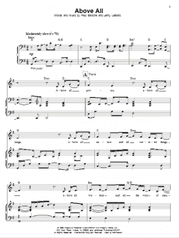 page one of Above All (Piano & Vocal)