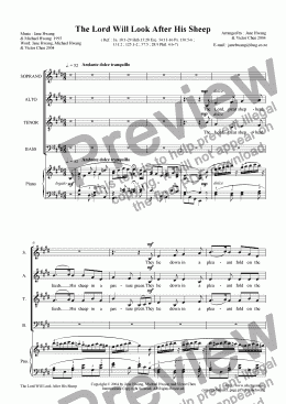 page one of The Lord Will Look After His Sheep ( SATB+Pno )