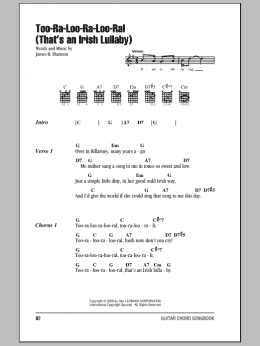 page one of Too-Ra-Loo-Ra-Loo-Ral (That's An Irish Lullaby) (Guitar Chords/Lyrics)