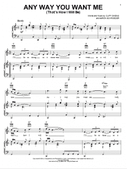 page one of Any Way You Want Me (Piano, Vocal & Guitar Chords (Right-Hand Melody))