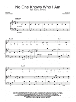 page one of No One Knows Who I Am (Piano & Vocal)