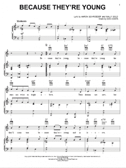 page one of Because They're Young (Piano, Vocal & Guitar Chords (Right-Hand Melody))
