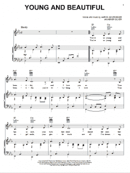 page one of Young And Beautiful (Piano, Vocal & Guitar Chords (Right-Hand Melody))