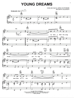 page one of Young Dreams (Piano, Vocal & Guitar Chords (Right-Hand Melody))