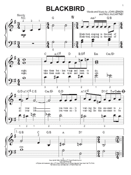 page one of Blackbird (Big Note Piano)