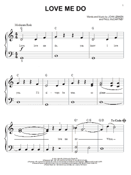 page one of Love Me Do (Big Note Piano)