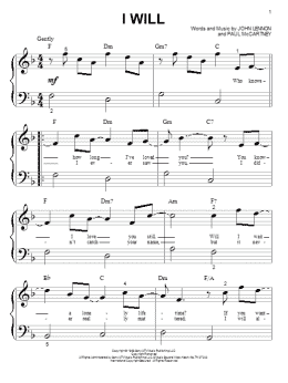 page one of I Will (Big Note Piano)