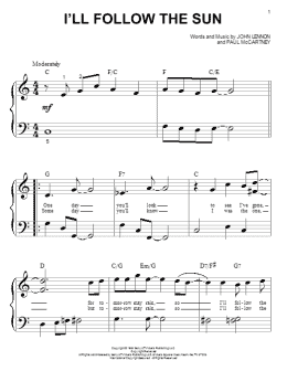 page one of I'll Follow The Sun (Big Note Piano)