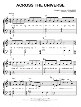 page one of Across The Universe (Big Note Piano)