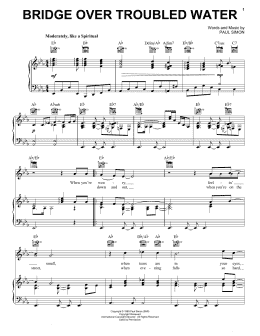 page one of Bridge Over Troubled Water (Piano, Vocal & Guitar Chords (Right-Hand Melody))