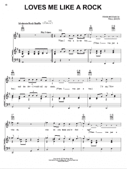 page one of Loves Me Like A Rock (Piano, Vocal & Guitar Chords (Right-Hand Melody))
