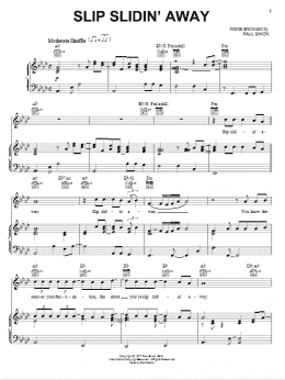 page one of Slip Slidin' Away (Piano, Vocal & Guitar Chords (Right-Hand Melody))
