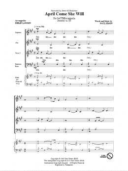 page one of April Come She Will (SATB Choir)