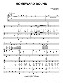 page one of Homeward Bound (Piano, Vocal & Guitar Chords (Right-Hand Melody))