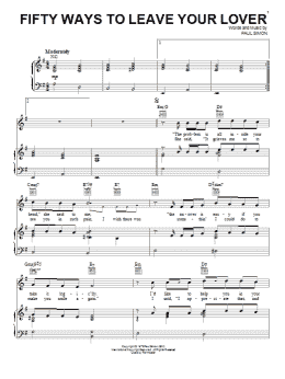 page one of Fifty Ways To Leave Your Lover (Piano, Vocal & Guitar Chords (Right-Hand Melody))