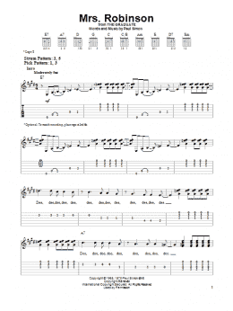 page one of Mrs. Robinson (Easy Guitar Tab)