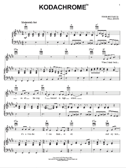 page one of Kodachrome (Piano, Vocal & Guitar Chords (Right-Hand Melody))