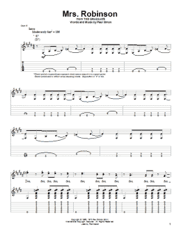 page one of Mrs. Robinson (Guitar Tab (Single Guitar))