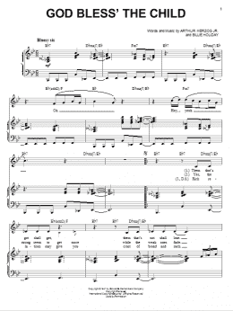 page one of God Bless' The Child (Piano & Vocal)