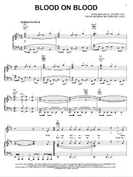 page one of Blood On Blood (Piano, Vocal & Guitar Chords (Right-Hand Melody))