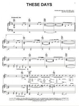 page one of These Days (Piano, Vocal & Guitar Chords (Right-Hand Melody))