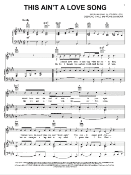 page one of This Ain't A Love Song (Piano, Vocal & Guitar Chords (Right-Hand Melody))