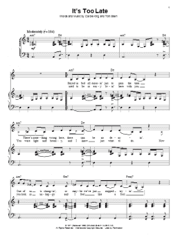 page one of It's Too Late (Piano & Vocal)