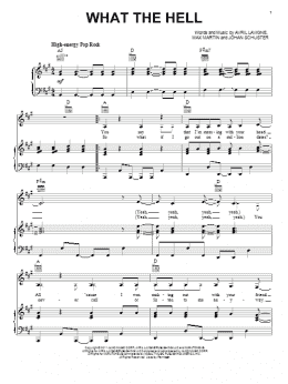 page one of What The Hell (Piano, Vocal & Guitar Chords (Right-Hand Melody))