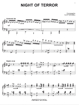 page one of Night Of Terror (from Black Swan) (Piano Solo)