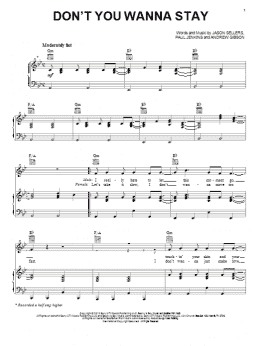 page one of Don't You Wanna Stay (Piano, Vocal & Guitar Chords (Right-Hand Melody))