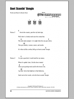 page one of Boot Scootin' Boogie (Guitar Chords/Lyrics)