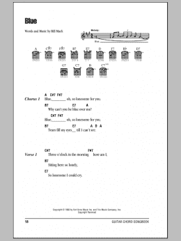 page one of Blue (Guitar Chords/Lyrics)