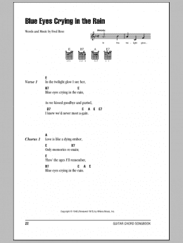 page one of Blue Eyes Crying In The Rain (Guitar Chords/Lyrics)