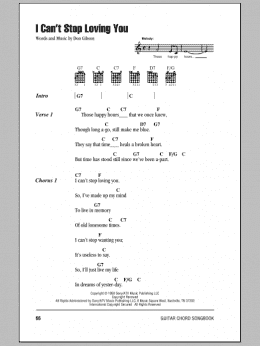 page one of I Can't Stop Loving You (Guitar Chords/Lyrics)