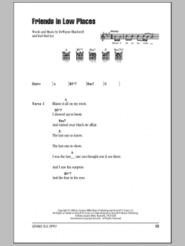 page one of Friends In Low Places (Guitar Chords/Lyrics)