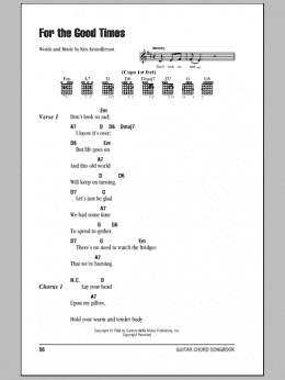 page one of For The Good Times (Guitar Chords/Lyrics)