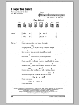 page one of I Hope You Dance (Guitar Chords/Lyrics)