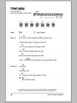 page one of I Feel Lucky (Guitar Chords/Lyrics)