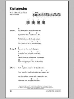 page one of Chattahoochee (Guitar Chords/Lyrics)