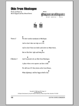 page one of Okie From Muskogee (Guitar Chords/Lyrics)