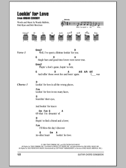 page one of Lookin' For Love (Guitar Chords/Lyrics)